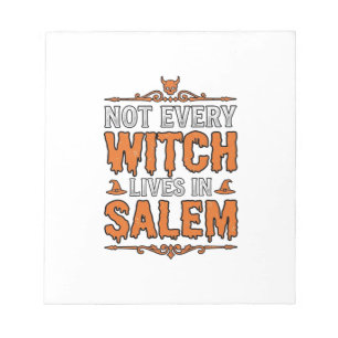 Hexe im Vintage-Stil Salem Halloween-Schriftzug De Notizblock