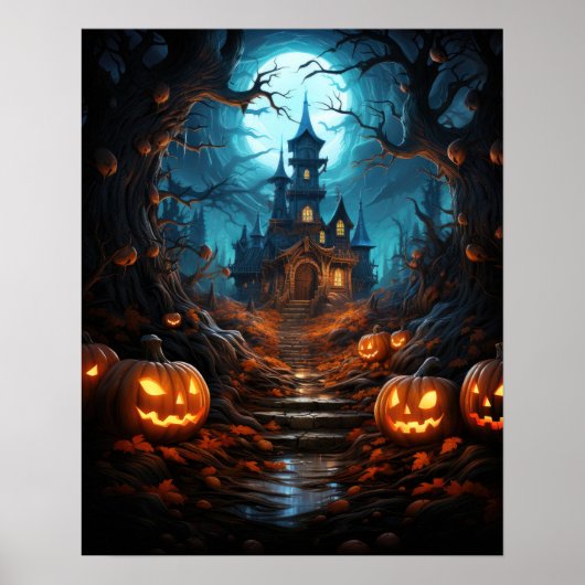 Hexe im WaldHalloween Poster (Vorne)