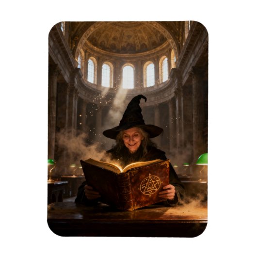 Hexe in der Bibliothek  Magnet (Vertikal)