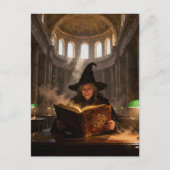 Hexe in der Bibliothek  Postkarte (Vorderseite)