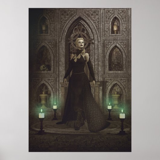 Hexe in der Burg bereitet magische Rituale vor Poster (Vorne)