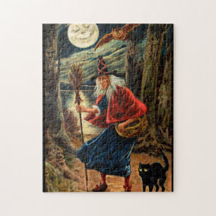 Hexe in der Halloween-Nacht Puzzle