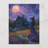 Hexe in der Nacht Postkarte (Vorderseite)