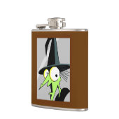 Hexe in der Spiegelflasche Flachmann (Links)