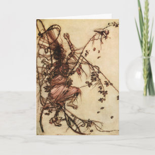 Hexe in Dornen verstrickt von Arthur Rackham Karte