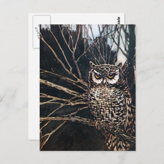 Hexe in Eule-Form Postkarte (Vorne/Hinten)