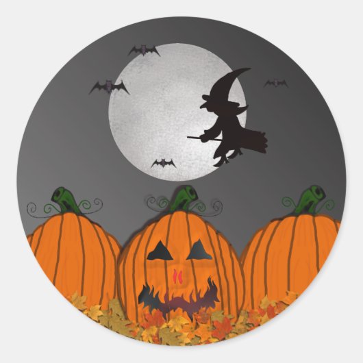 Hexe in Flight Halloween Stickers (Vorderseite)