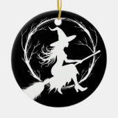 Hexe in Flight-Ornament Keramik Ornament (Vorne)