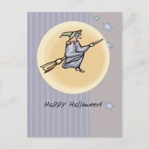 Hexe in Mondlicht Halloween Postkarte