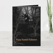Hexe in Spooky Forest Halloween Karte (Vorderseite)