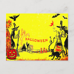 Hexe Jack O' Lantern Eule Geist Spukhaus Postkarte