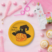 Hexe Jack O'Lantern Happy Halloween Party Pappteller (Party)