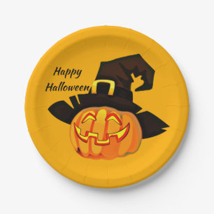 Hexe Jack O'Lantern Happy Halloween Party Pappteller