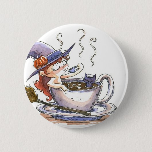 Hexe-Kaffeepause 2 Button (Vorderseite)