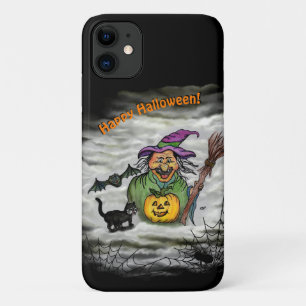 Hexe, Katze, Bat und Kürbis, glückliches Halloween Case-Mate iPhone Hülle