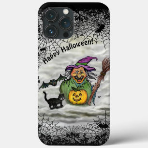 Hexe, Katze, Bat und Kürbis, glückliches Halloween Case-Mate iPhone Hülle