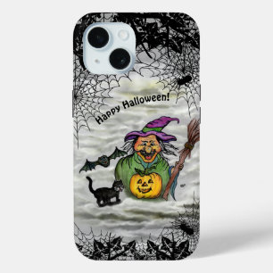 Hexe, Katze, Bat und Kürbis, glückliches Halloween Case-Mate iPhone Hülle