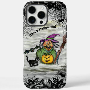 Hexe, Katze, Bat und Kürbis, glückliches Halloween iPhone 16 Pro Max Hülle