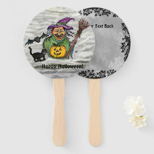 Hexe, Katze, Bat und Kürbis, glückliches Halloween Fächer