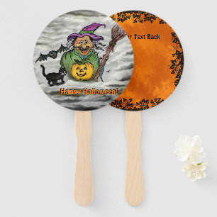 Hexe, Katze, Bat und Kürbis, glückliches Halloween Fächer