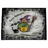 Hexe, Katze, Bat und Kürbis, glückliches Halloween Große Geschenktüte (Vorderseite)