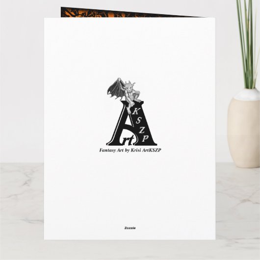 Hexe, Katze, Bat und Kürbis, glückliches Halloween Karte (Rückseite)