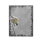 Hexe, Katze, Bat und Kürbis, glückliches Halloween Notizblock (Rotiert)