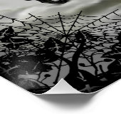 Hexe, Katze, Bat und Kürbis, glückliches Halloween Poster (Ecke)