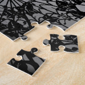 Hexe, Katze, Bat und Kürbis, glückliches Halloween Puzzle (Seite)