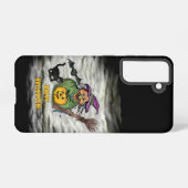 Hexe, Katze, Bat und Kürbis, glückliches Halloween Samsung Galaxy Hülle (Rückseite (Horizontal))