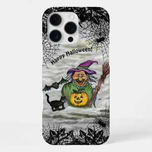 Hexe, Katze, Fledermaus und Kürbis, Frohes Hallowe iPhone 16 Pro Max Hülle