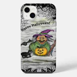Hexe, Katze, Fledermaus und Kürbis, Frohes Hallowe iPhone 14 Plus Hülle