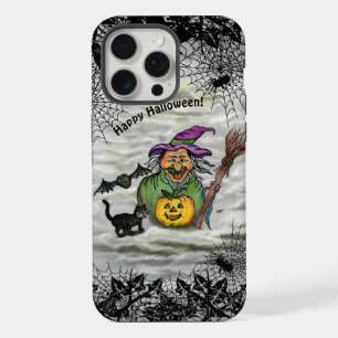 Hexe, Katze, Fledermaus und Kürbis, Frohes Hallowe iPhone 15 Pro Max Hülle
