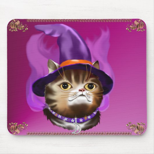 Hexe-Katzen-Gesicht mousepad (Vorne)