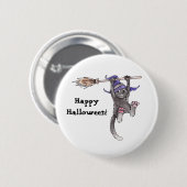 Hexe-Katzen-Knopf Button (Vorne & Hinten)