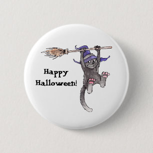 Hexe-Katzen-Knopf Button