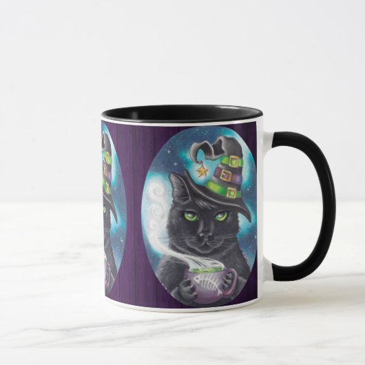 Hexe-Katzen-Tassen-schwarze Katzen-Kaffeetasse-Tee Tasse (Rechts)