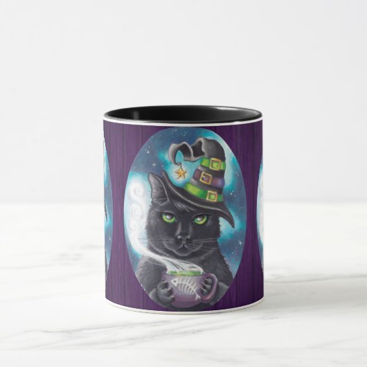Hexe-Katzen-Tassen-schwarze Katzen-Kaffeetasse-Tee Tasse (Zentrum)