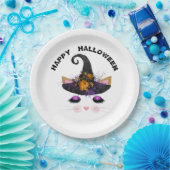 Hexe Kitty Face Halloween Pappteller (Party)