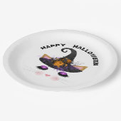 Hexe Kitty Face Halloween Pappteller (Schrägansicht)