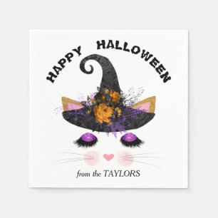 Hexe Kitty Faces Halloween Serviette