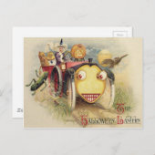 Hexe Kürbislaterne Autokugel Vollmond Postkarte (Vorne/Hinten)