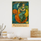 Hexe Kürbislaterne Bird Pumpkin Crescent Moon Poster (Küche)