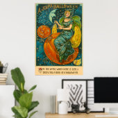 Hexe Kürbislaterne Bird Pumpkin Crescent Moon Poster (Heimbüro)