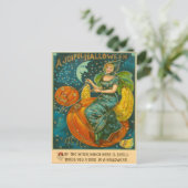 Hexe Kürbislaterne Bird Pumpkin Crescent Moon St. Postkarte (Stehend Vorderseite)