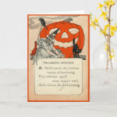 Hexe Kürbislaterne Black Cat Raven Karte (Gelbe Blume)