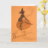 Hexe-Kürbislaterne-Kürbis Karte (Gelbe Blume)