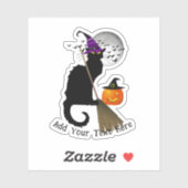Hexe Le Chat Noir Halloween Aufkleber (Blatt)
