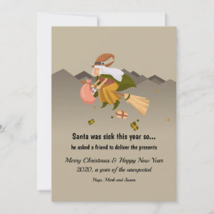Hexe liefert Weihnachtsgeschenke Karte