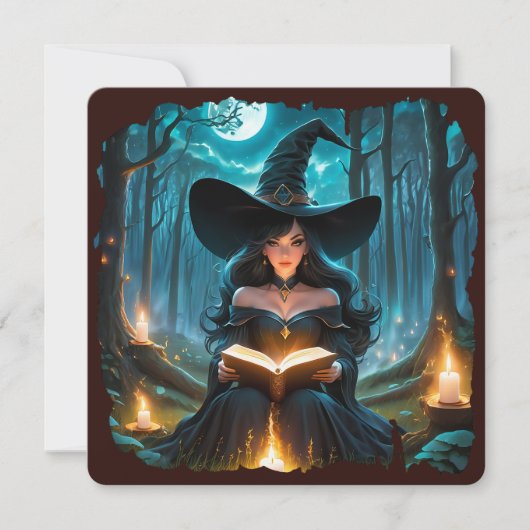 Hexe liest ein Buch - Wicca Halloween 2 (Vorderseite)